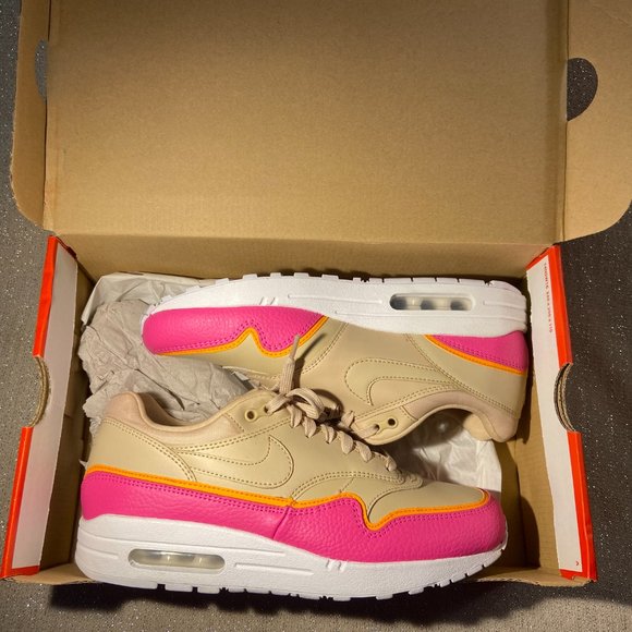 Air Max 1 SE Desert Ore/Laser Fuchsia/Orange Peel - Picture 8 of 9